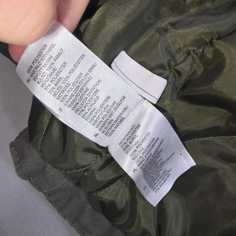 HM LOGG Boys Olive Green Field Jacket Faux Shearling Lined Parka Size 8-9Y